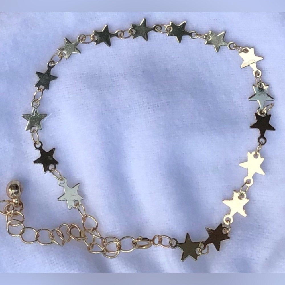 🌹🍃New 14k Yellow Gold-Filled Linked STAR Adjustable Bracelet🍃🌹